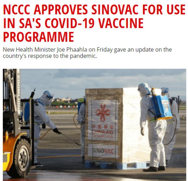 Menkes Afrika Selatan Setujui Vaksin SINOVAC-Image-1