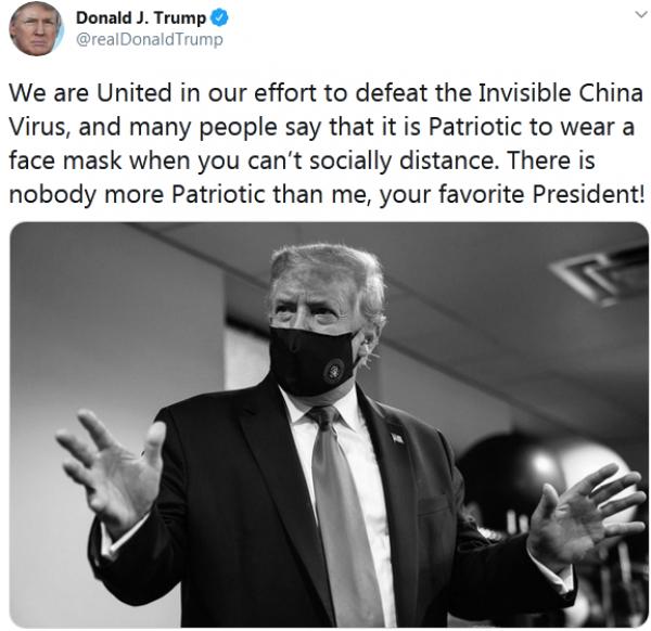 Kenakan Masker, Lagi-Lagi Trump Membuat Cuitan “Virus Tiongkok” Lagi-Image-2